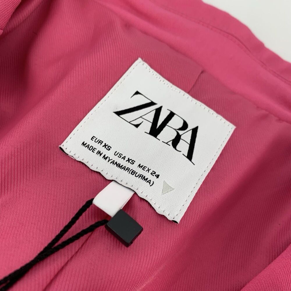 NWT $250 Zara Tailored Boxy Cut One Button Blazer Size XS Womens Dark Pink AKA - Picture 3 of 8